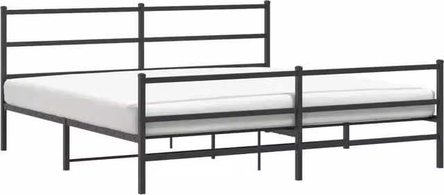 Letto matrimoniale | Letto per adulti | Giroletto con Testiera e Pediera Metallo Nero 183x213 cm