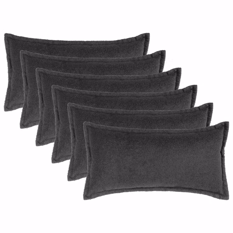 Set di 6 federe vidaXL HOUTEN in tessuto bouclé grigio scuro, L 70 x P 40 cm