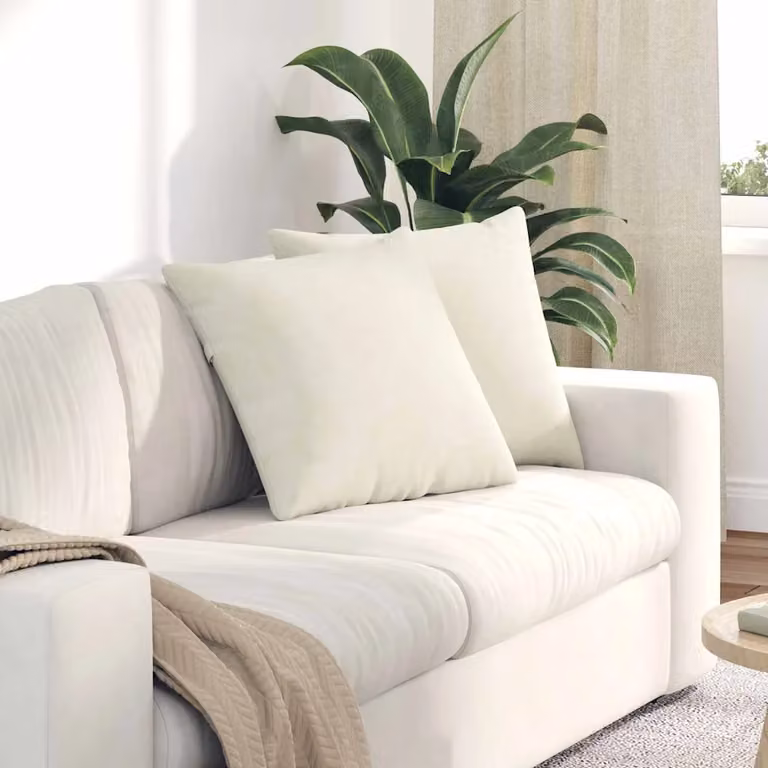 Set di 2 cuscini da divano quadrati vidaXL in tessuto a coste beige, L 50 cm x P 50 cm x H 50 cm