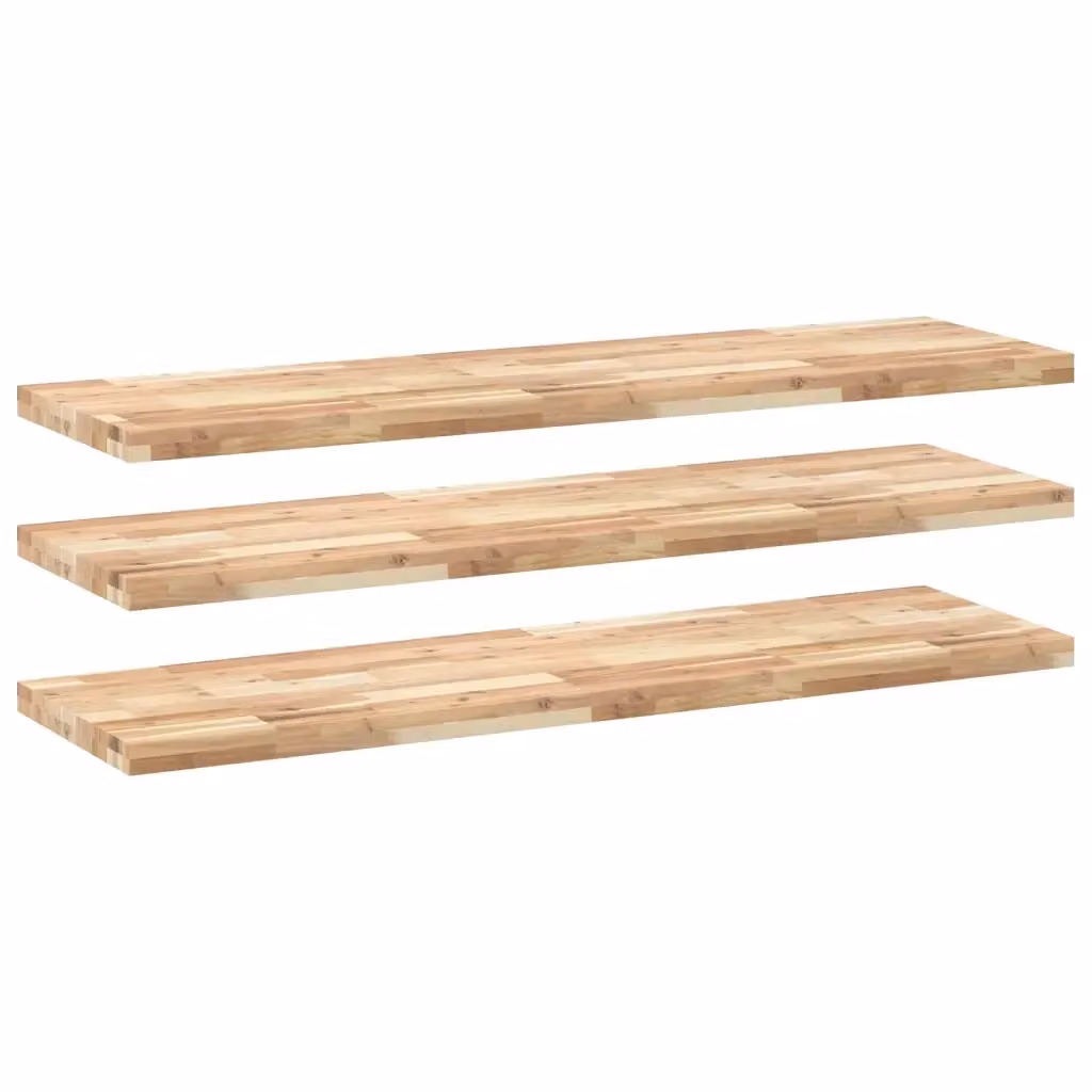 vidaXL Set di 3 Mensole da Parete in Legno di Acacia Non Trattato, Colore Marrone, L 160 x P 40 x H 4 cm – 2