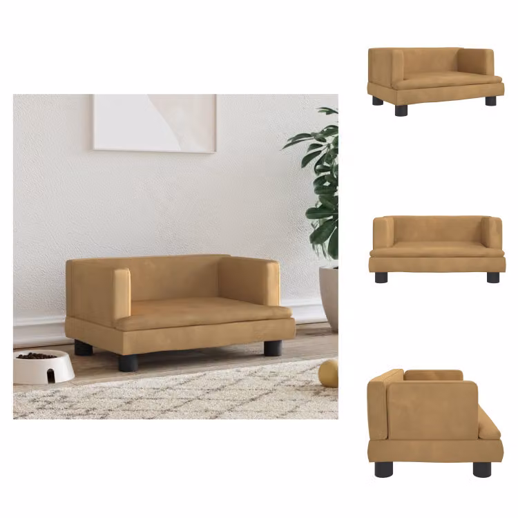 vidaXL Letto per cani marrone 60x40x30 cm in velluto - Letti per cani