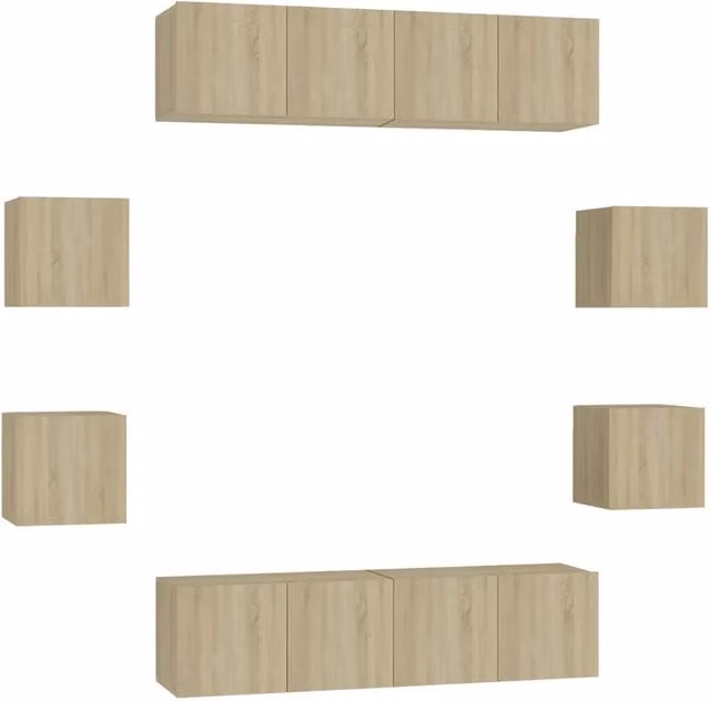 Set di Mobili Porta TV 8 pz | Armadietto TV | Mobile Porta TV Rovere Sonoma in Legno Multistrato