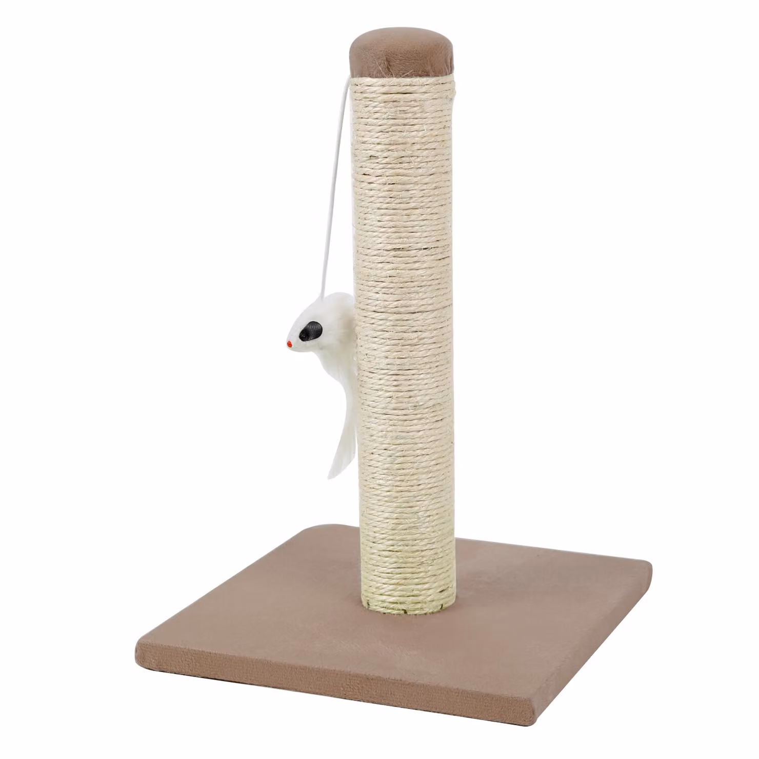 Albero per gatti in sisal a forma di T rovesciata Albero per gatti in sisal naturale alto 35 cm Bianco-marrone