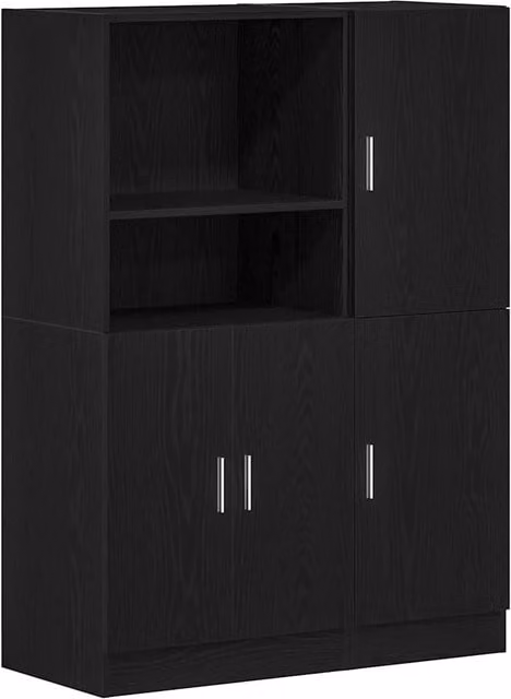 Set di Armadio pensile | Mobili da Cucina 2 pz Nero in Truciolato