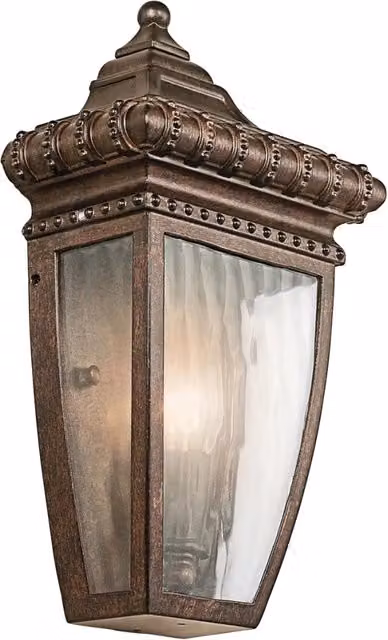 Applique esterna Kichler Venetian Rain in bronzo con vetro trasparente, attacco E14 60W, protezione IP44 per giardino e terrazza