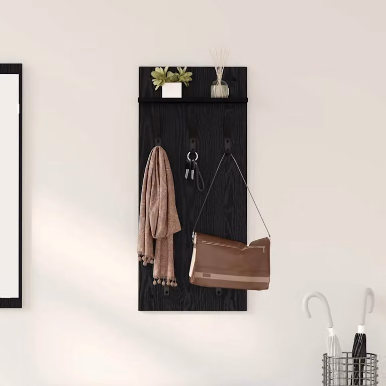 vidaXL Appendiabiti a muro moderno in legno nero L 40 cm, P 10 cm, H 90 cm