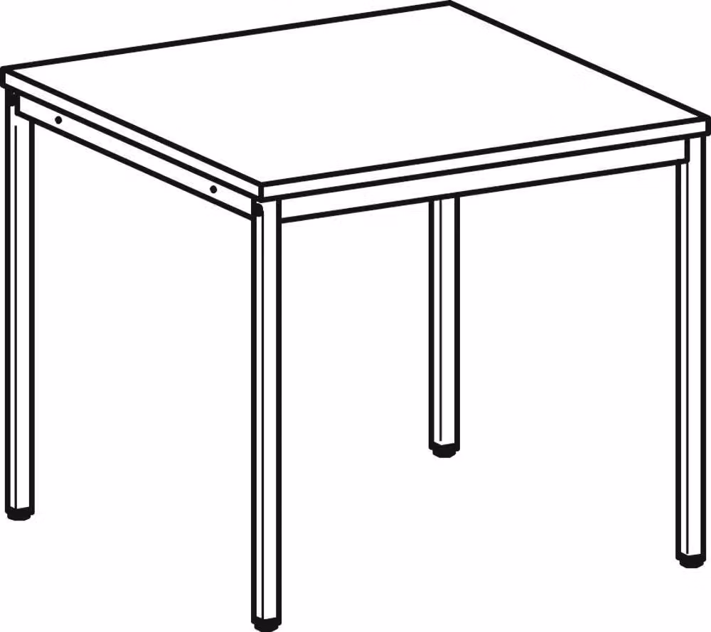 Scrivania, LxPxA 800x800x720 mm, struttura a 4 gambe grigio chiaro, piano in acero