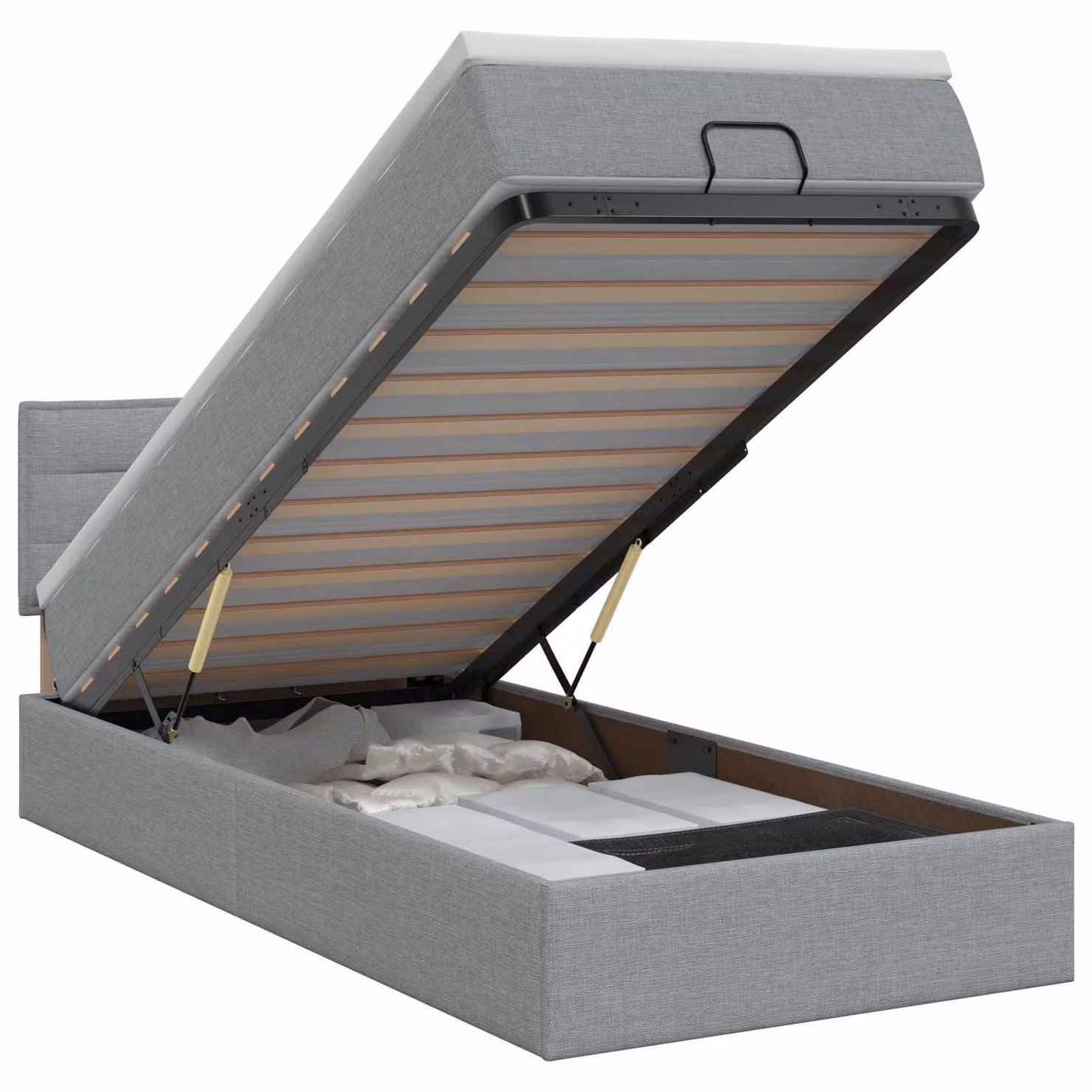 vidaXL Panca letto con materasso, grigio chiaro, 90 x 190 cm, rivestita in tessuto