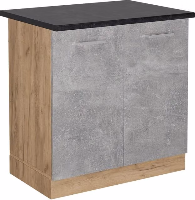 Mobile lavello cucina R-Line Calcestruzzo/Rovere dorato 80 cm, PL Antracite Vicco