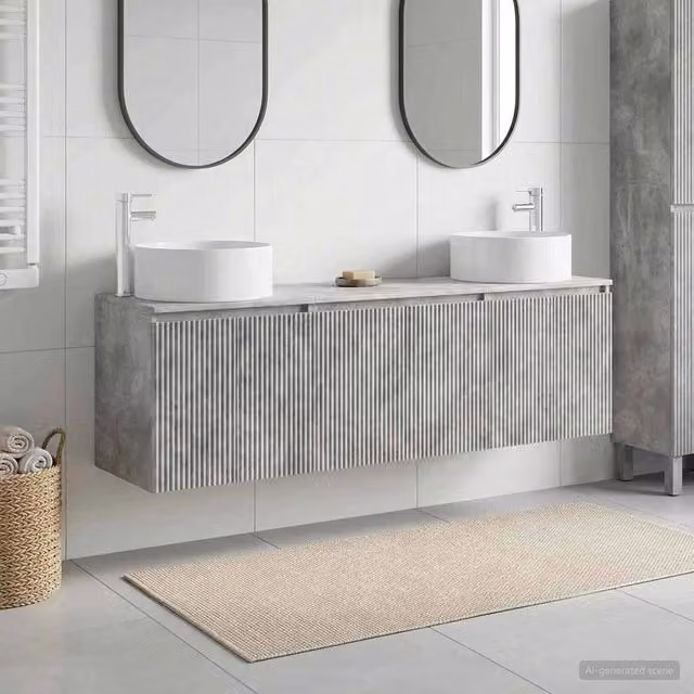 Set di Armadi da Bagno 3 pz Grigio Cemento 161,5 x 44,5 x 80 cm 3405730