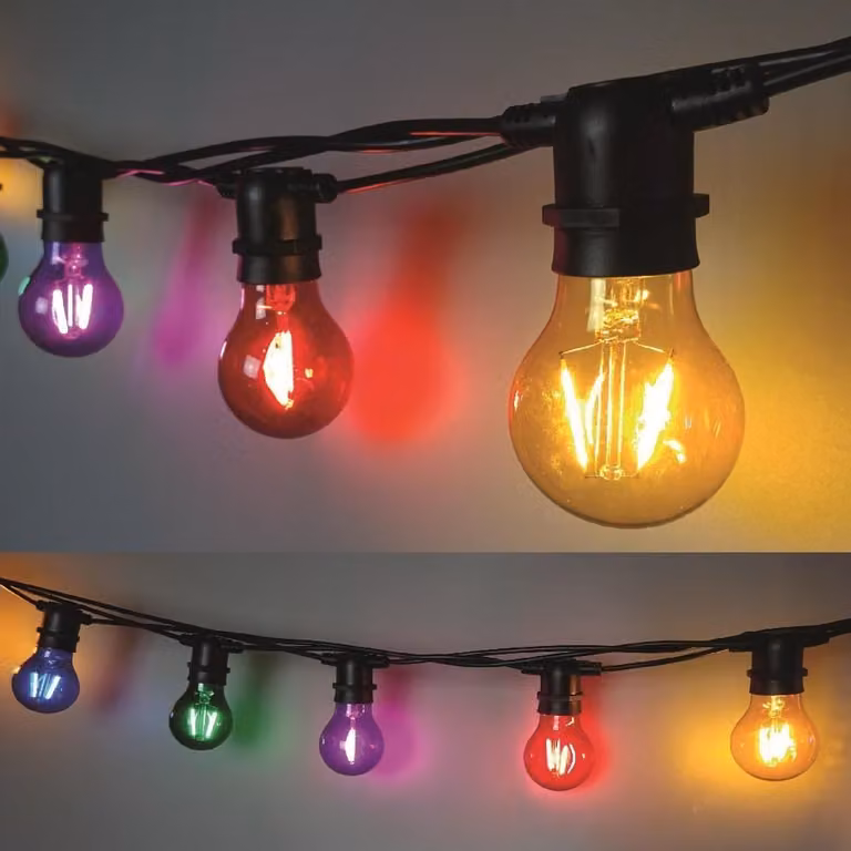 Fiaccole a filamento per feste 10 lampadine colorate 5m estensibili FHS 33385