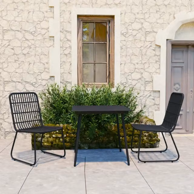 Set da Pranzo da Giardino 3 pz in Polyrattan e Vetro 3060243