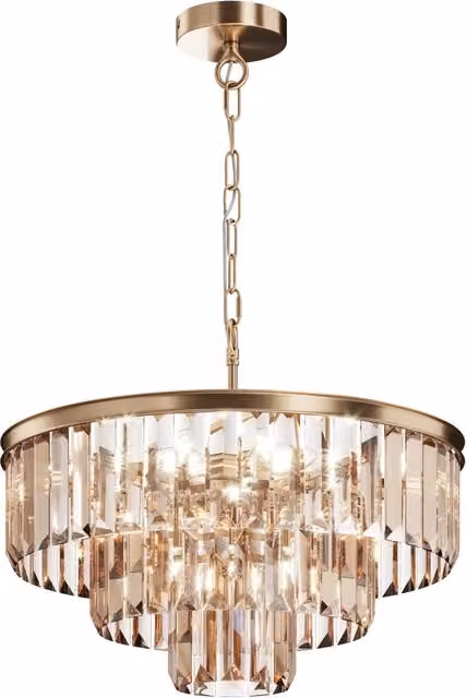 Lampadario a sospensione Maytoni Revero in cristallo e metallo oro/ottone, diametro: 50 cm, 7x E14