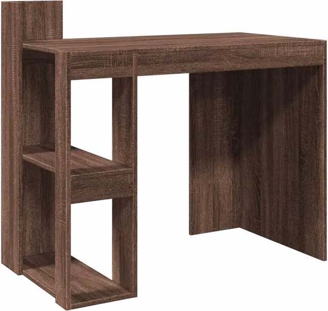 Scrivania tavolo postazione di lavoro mobile per computer studio rovere 103,5 x 56,5 x 94 cm legno ingegnerizzato marrone 02_0023606