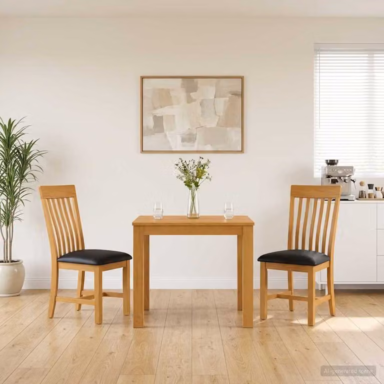 Set da pranzo moderno vidaXL in legno di quercia composto da tavolo rettangolare e 3 sedie, Nero e Marrone, L: 110 cm, P: 75 cm, H: 90 cm