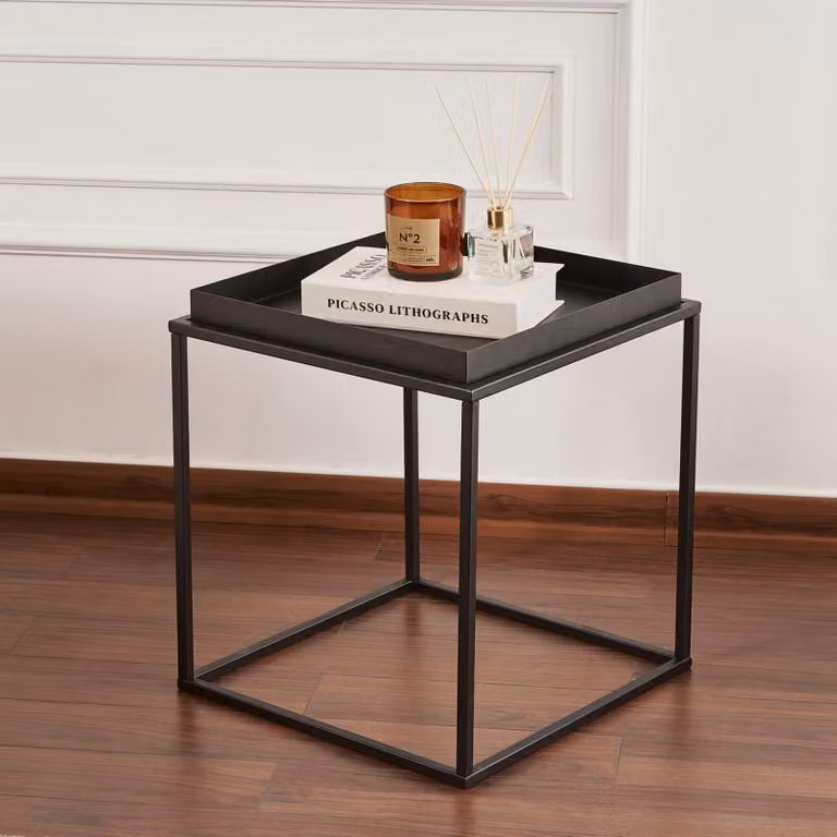 Lorsica - Tavolino da Salotto, 45x45x52h cm Nero, Forma Quadrato