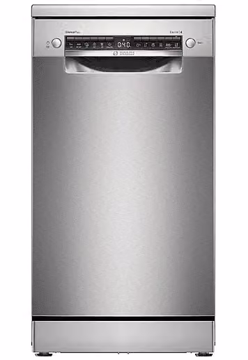 Lavastoviglie a libera installazione Bosch SPS4EMI17E in acciaio spazzolato silver, 6 programmi, Classe B, L 45 cm x A 84,5 cm x P 60 cm, con apertura automatica della porta e controllo via App
