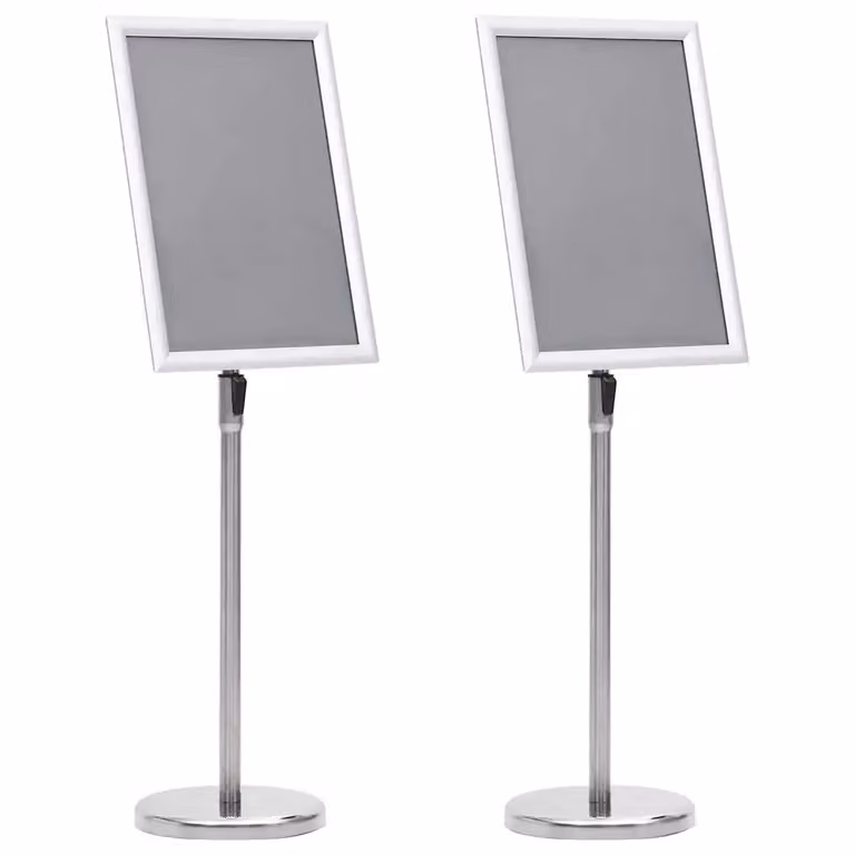 Set di 2 supporti per poster vidaXL in alluminio argento, H 108 x L 45 x P 32,7 cm