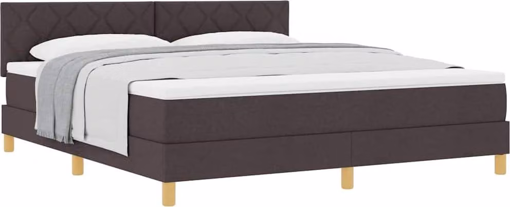 Letto a molle con materasso marrone scuro 180 x 200 cm in tessuto