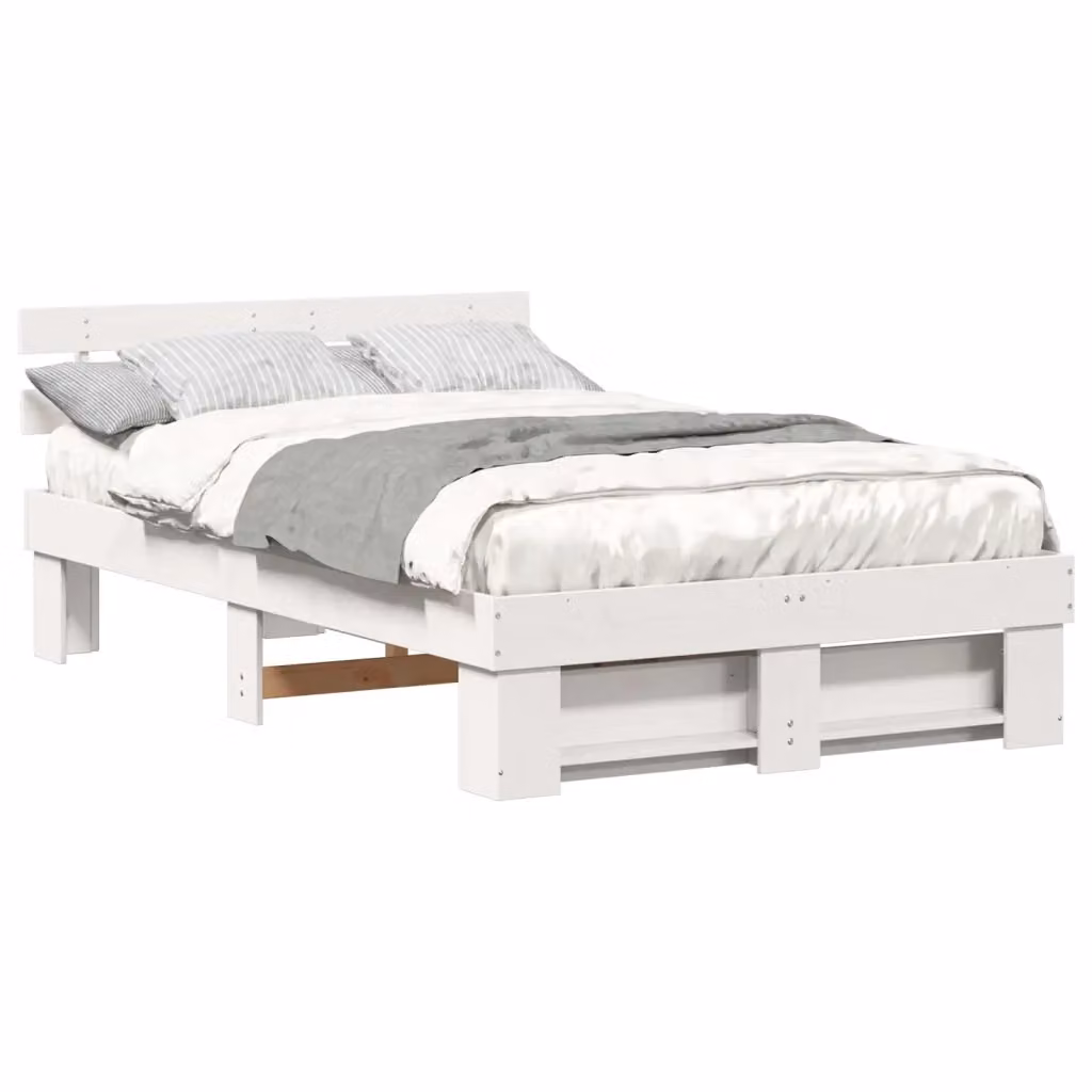 Struttura del letto moderna vidaXL in pino massello bianco L/P: 120 x 200 cm – 2
