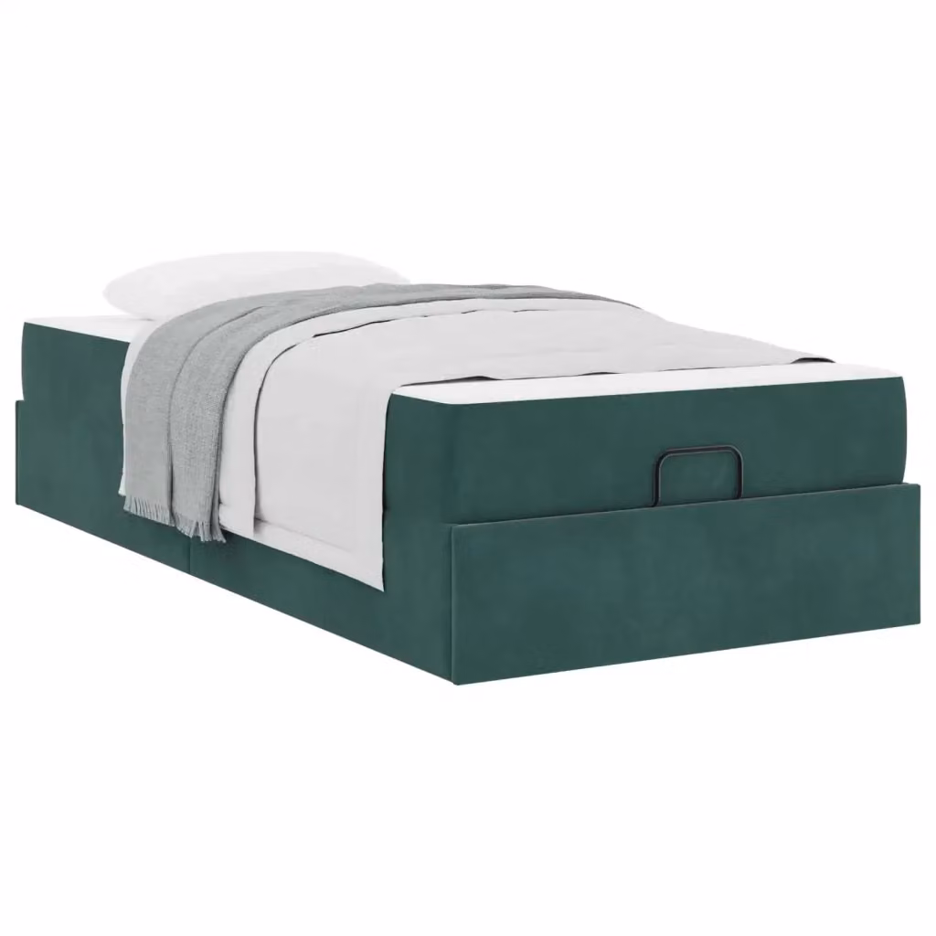 vidaXL Letto Moderno con Materasso in Schiuma e Cassetti, Rivestimento in Velluto Verde, L/P: 100 x 200 cm – 2