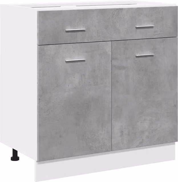 Mobile da cucina moderno in legno composito grigio cemento con cassetti L: 80 cm, P: 46 cm, H: 81,5 cm