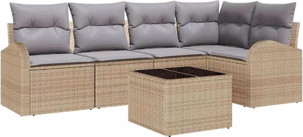 Set di divani con cuscino 6 pcs Beige Poliestere