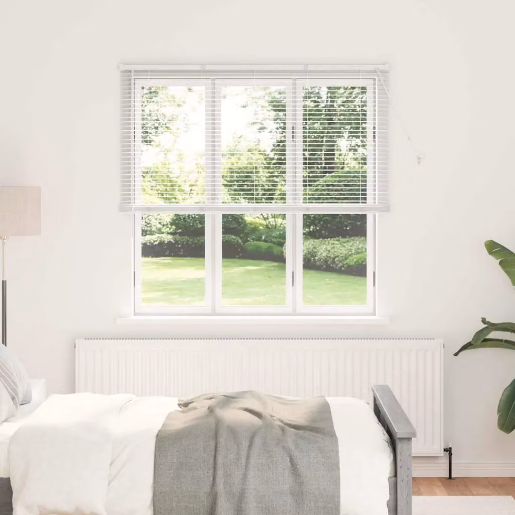 Tenda Veneziana vidaXL in Alluminio Bianco, Resistente ai raggi UV, L: 175 cm, H: 140 cm, Larghezza delle lamelle: 25 mm