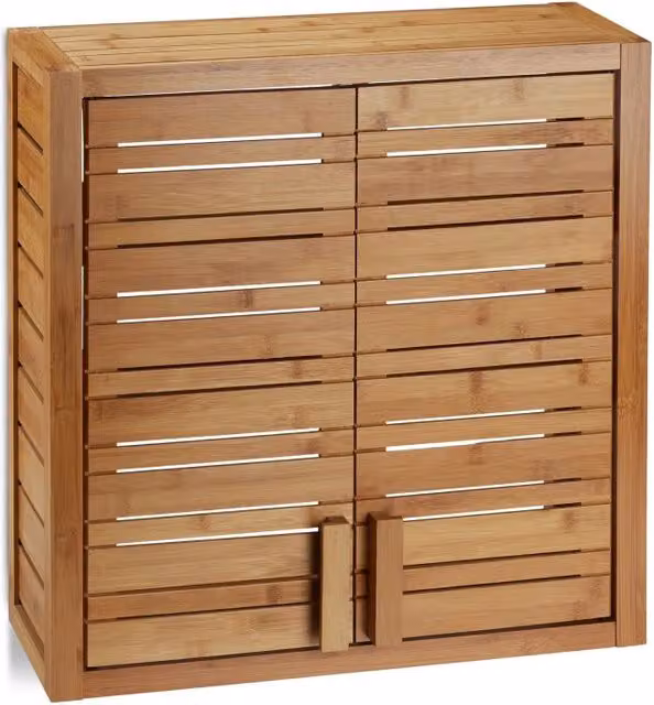 Pensile da parete in bambù per bagno 3 ripiani pratico spazio di archiviazione stile naturale in bambù beige 13_0004206