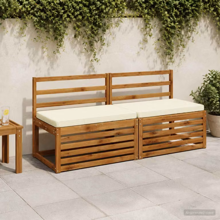 Cuscino per panchina vidaXL VUGHT rettangolare in poliestere beige con rivestimento lavabile e resistente ai raggi UV