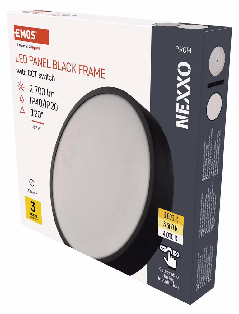 EMOS Apparecchio LED NEXXO nero, 30 cm, 28,5 W, bianco caldo/neutro, ZM5353