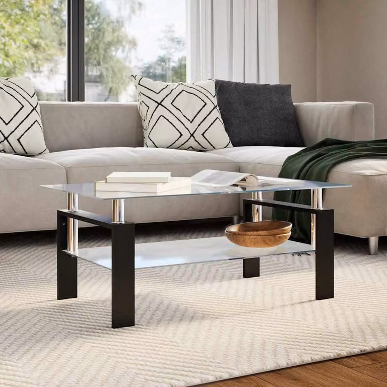 Maison Exclusive - Tavolino grigio trasparente 95x55x40 cm in vetro temperato