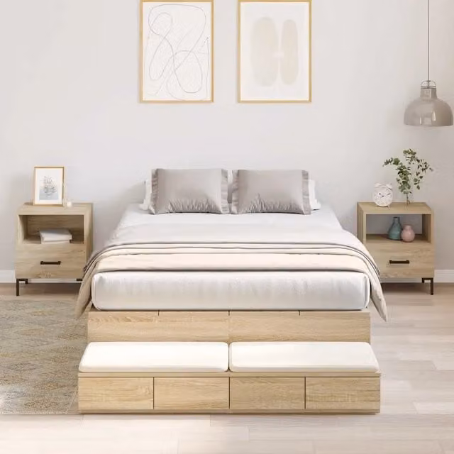 Letto con contenitore moderno vidaXL in legno color marrone, L: 120 cm, H: 226,5 cm, P: 200 cm