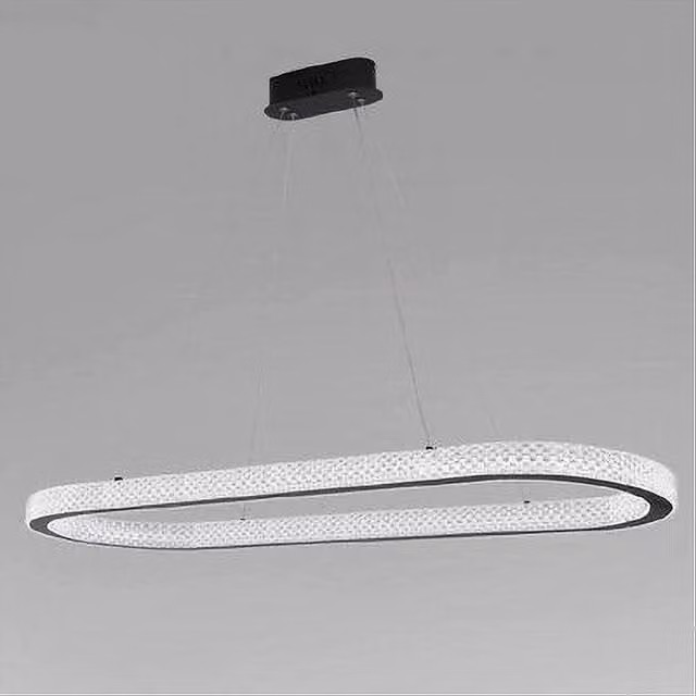 Trade Shop - Lampadario A Sospensione Led 82 W Ovale Lampada Orizzontale Cristallo Nero 31982 -