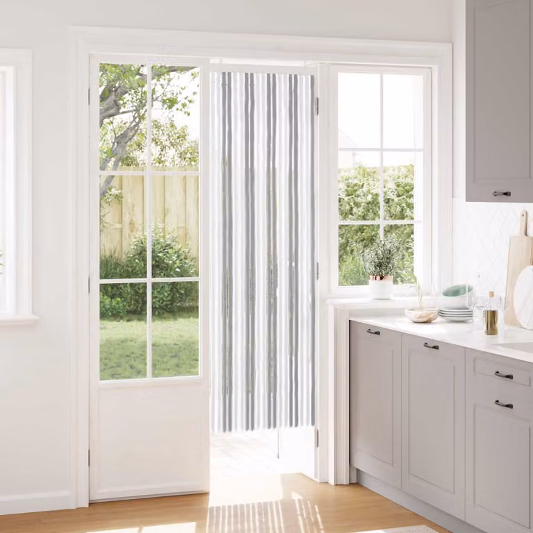 vidaXL Tenda a strisce in chenille Grigio e Bianco L 56 cm x H 185 cm