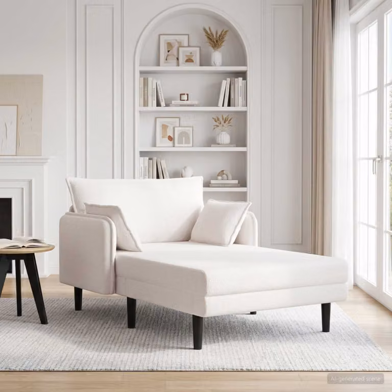 vidaXL Chaise longue oversize in tessuto bouclé beige e bianco, L: 173,0 cm, P: 114,0 cm, H: 86,0 cm