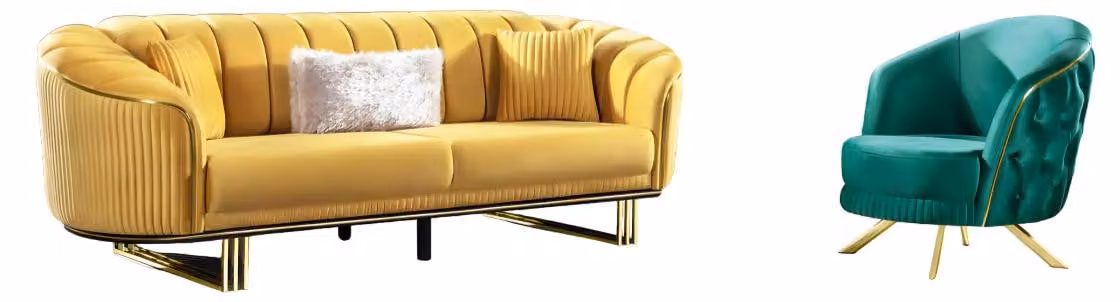 Designer Wohnzimmer Set aus 2x 3-Sitzer Sofas und 2x Sessel 4tlg.