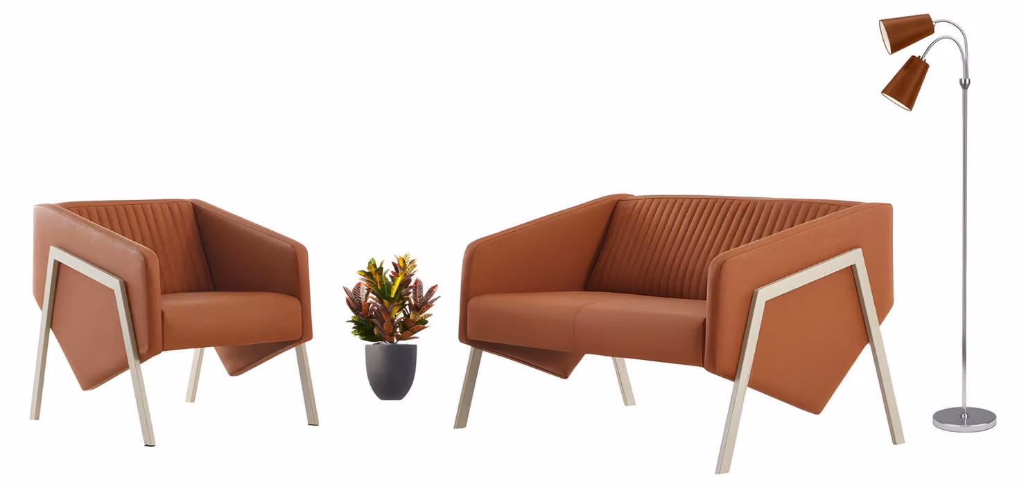 Designer Orange Sofagarnitur Moderne 2x Polstersessel 3-Sitzer Sofa