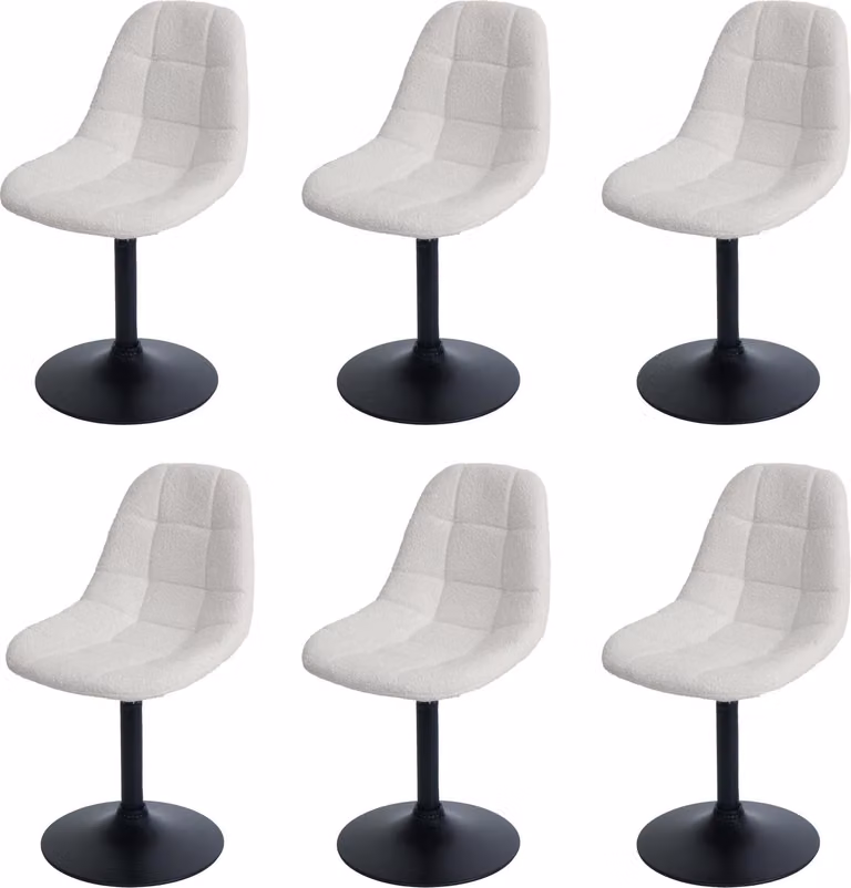 Set di 6 sedie da pranzo | A x L x P 83 x 47 x 43 cm | Altezza seduta 47 cm | Acciaio Tessuto/bouclé | Crema | Sedia da cucina Sedia girevole