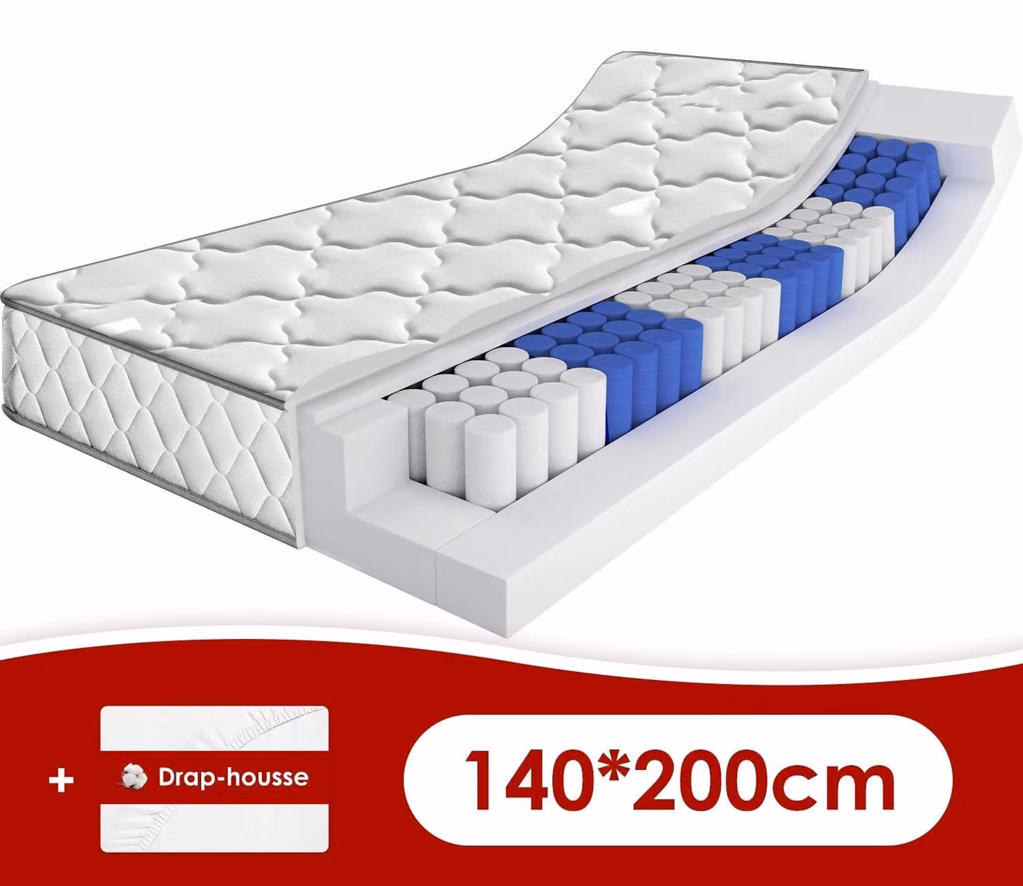 Materasso a molle insacchettate a 7 zone - Materasso - Materassi - Materasso a molle insacchettate - Materasso a 7 zone - Durezza H3 (extra rigido)