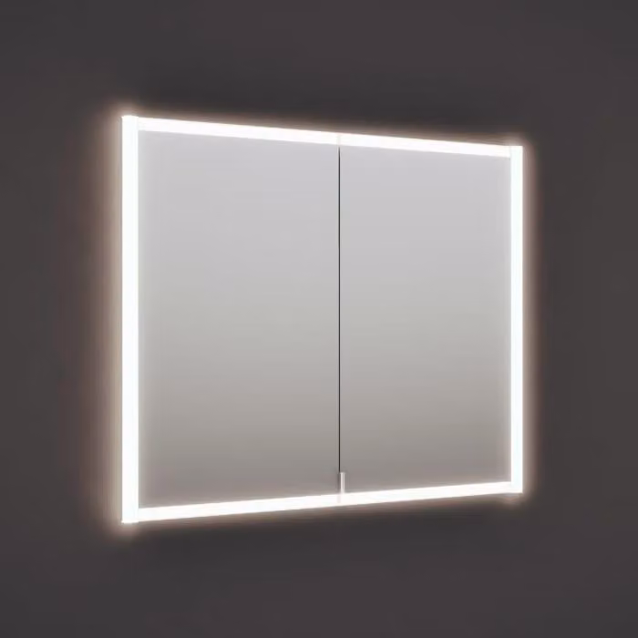 Specchio da parete burgbad RL20, 102 cm, con cornice illuminata in vetro trasparente, da installare a parete