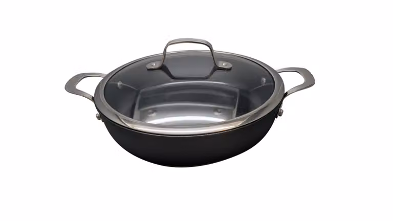 Tegame in alluminio antiaderente PFAS Free per induzione con maniglie e coperchio linea Alba, diam. 28cm