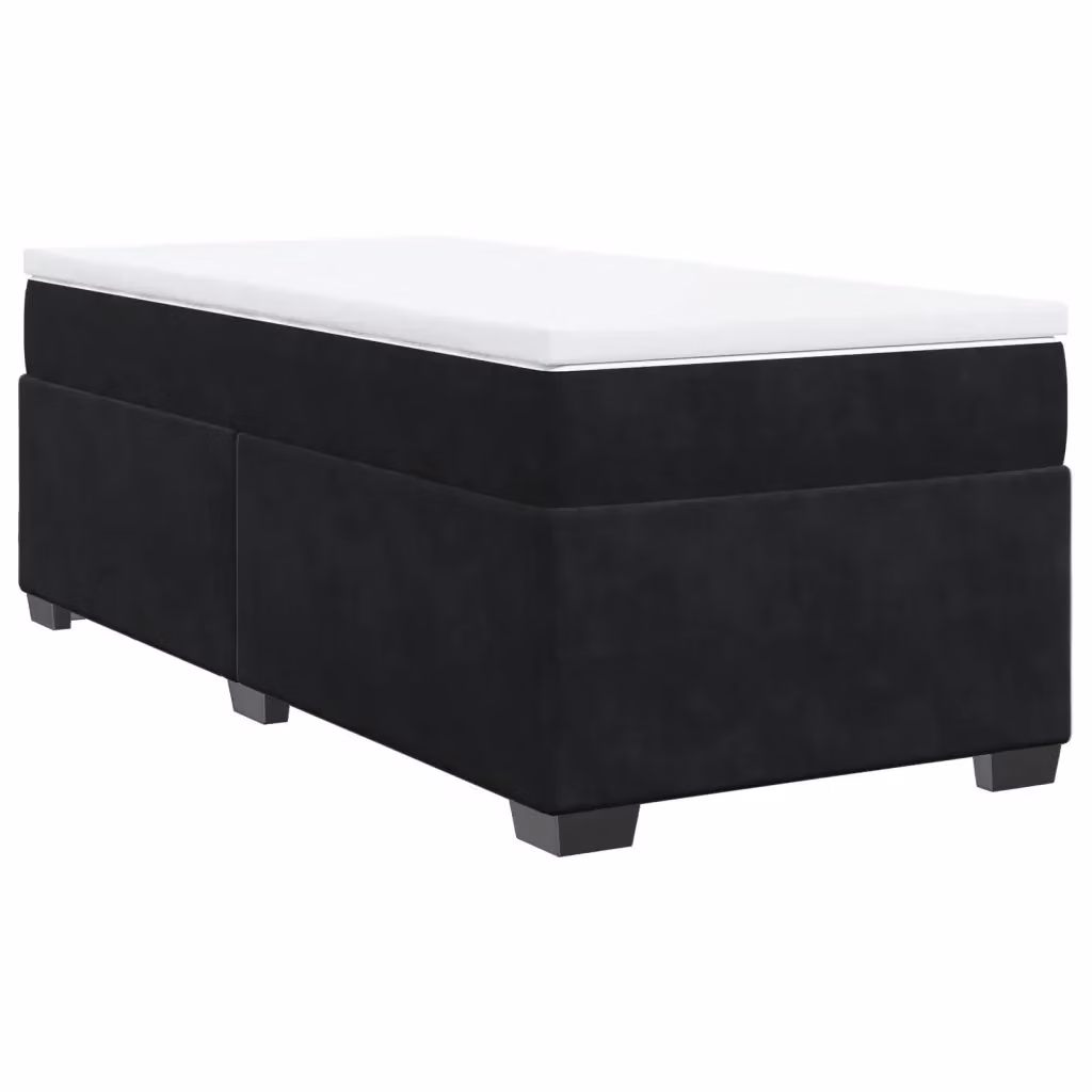 Letto con Giroletto a Molle e Materasso Ibrido vidaXL in Velluto Nero, L/P/H: 90 x 190 x 46 cm – 2
