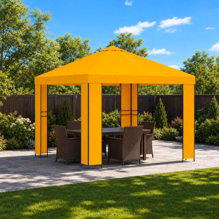 Gazebo vidaXL in acciaio e poliestere giallo e nero 3 x 3 m