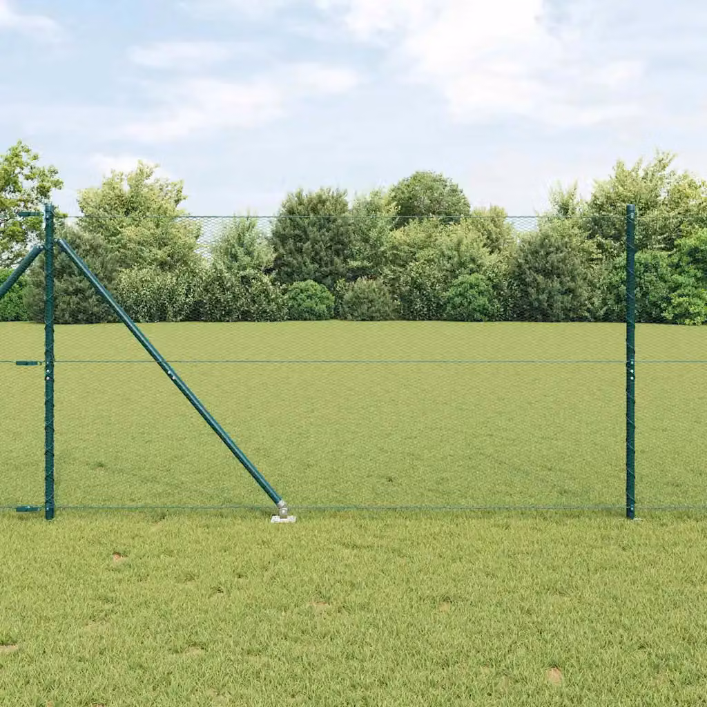 Recinzione esagonale con pali vidaXL in acciaio rivestito in PVC, Verde, L: 10 m, H: 1,4 m