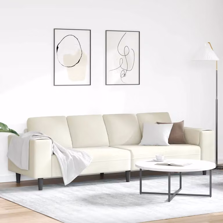 vidaXL Divano Moderno per Soggiorno in Tessuto Beige L: 250 cm, P: 77 cm, H: 76 cm