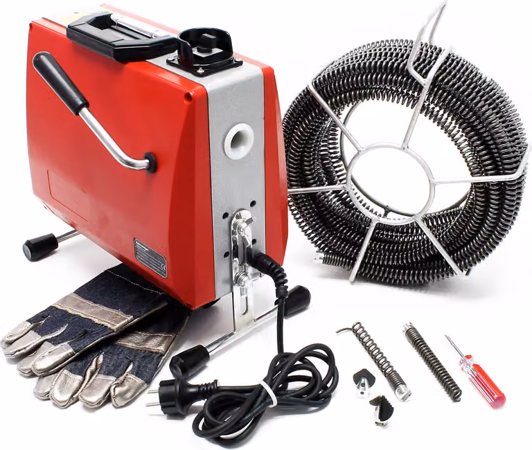 Macchina professionale per la pulizia dei tubi 390W 400 giri/min. incl. 6 spirali Ø 16mm e numerosi accessori