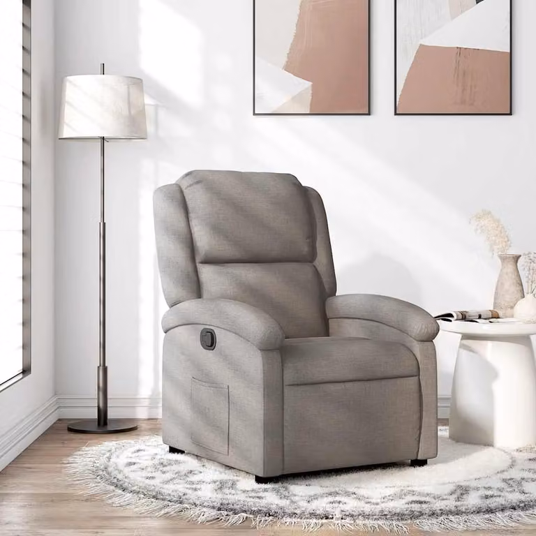 vidaXL Poltrona Reclinabile Relax in Tessuto con Braccioli, Colore Beige/Grigio