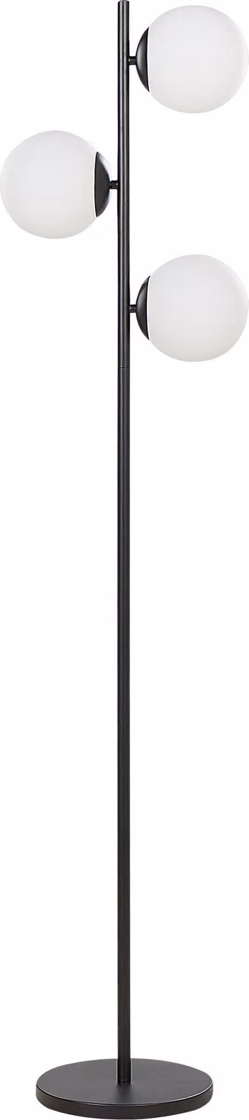 BELIANI Lampada da terra in metallo nero 15 x 15 x 153 cm Illuminazione 3 paralumi rotondi Bianco moderno