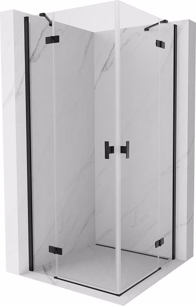 Mexen Mist-H Duo cabina doccia a battente 75 x 75 cm, trasparente, nera - 8A5-075L-075P-70-00